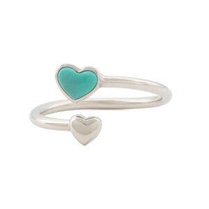 SEED & SAGE Mexico Sterling Silver Turquoise Heart Bypass Ring